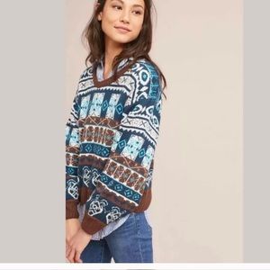 Anthropologie Fair isle balloon-sleeve pullover